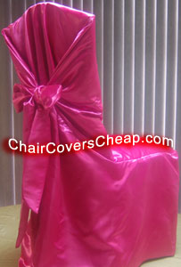 Satin Fuschia Chair Covers